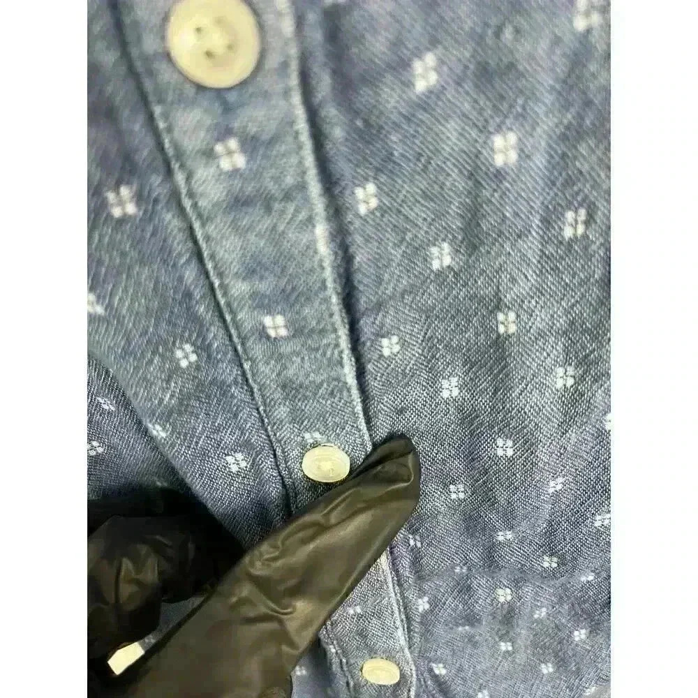 J. Mclaughlin Women's Denim Chambray Button Up Blue White Cotton Shirt Sz 6 - Picture 11 of 13